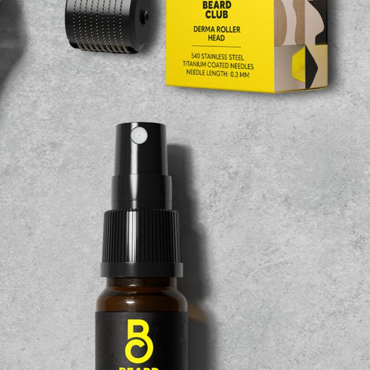 Beard Club Derma Roller Replacement Head & Cleansing Spray - 0.3mm Titanium Microneedles - Replace, Clean and Prolong Derma Roller Life